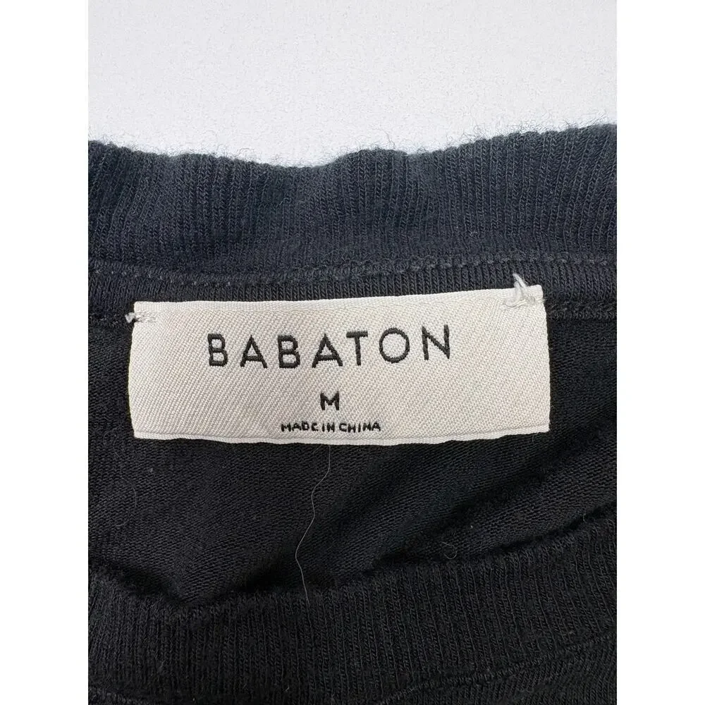 Aritzia Babaton Black Long Sleeve Top Side Slit High Low Hem Relaxed Fit Size M
